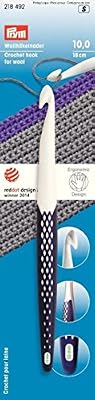 Prym Ergonomique Crochet pour la Laine, Blanc/Violet foncé, 10 mm x 18 cm
