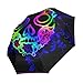 Produktbild XiangHeFu Regenschirm, Horror-Motiv, bunt, Totenkopf, Halloween, automatisches Öffnen, 3 Falten, leicht, UV-Schutz