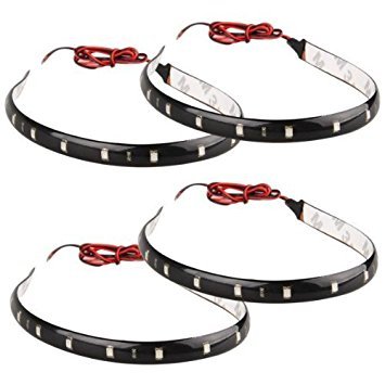 TOOGOO(R)4 x Adhesivas Tiras 15 LED Banda flexibles impermeables 30CM 12V Rojo