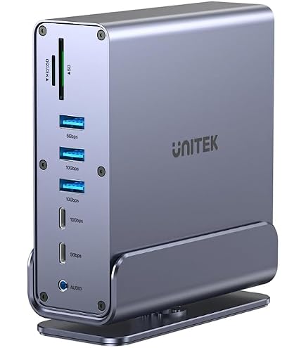 UNITEK Universal Dual 4K KVM Docking Station, 13 Ports