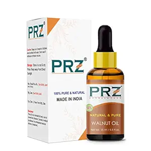 PRZ Walnut Cold Pressed Carrier Oil - Pure Natural & Therapeutic Grade Oil for Aromatherapy Body Massage, Skin Care & Hair Care, 15 ml