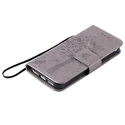Nancen Tasche Hülle für Apple iphone 5 / 5S / SE (4,0 Zoll) Flip Schutzhülle Zubehör Lederhülle mit Silikon Back Cover PU Leder Handytasche im Bookstyle Stand Funktion Kartenfächer Magnet Etui Schale - 4