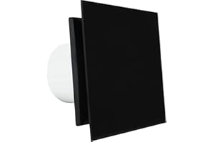 VENTS CRYSTALIS 4 inch Stylish Black Glass Cover Silent Extractor Fan with Timer For Bathroom Shower Wet Rooms to Control Humidity Moisture Mould Elimination Fresh Air Ventilation