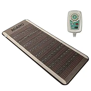 AGARO 64pcs Nano Tourmaline Ceramic Stones FAR Infrared Ray Therapy Heating Mat, Helps in Muscular and Circulatory Treatment Naturally, Size 80x190 cm, Temperature Controller Max 70C, Overheat Protection