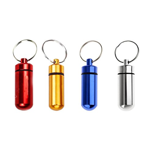 Preisvergleich Produktbild Gazechimp 4 Stück Aluminium Wasserdicht Luftdicht Kleinteilen Behälter Kapsel Pillendose Pillenbox aus Aluminium mit Schraubverschluss