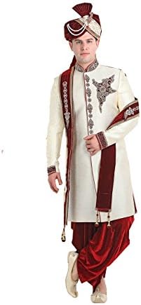 Fashions Biz Incredible Cream Color Jute Sherwani 84138