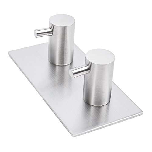 Weare Home Modern Stil Doppel Wandhaken Handtuchhaken Badezimmerhaken Küchehaken aus 304 Edelstahl 3M Klebstoff ohne Bohren Rund Form Rostfrei Haltbar Badzubehör Badaccessoires Dekor für Küche - 4
