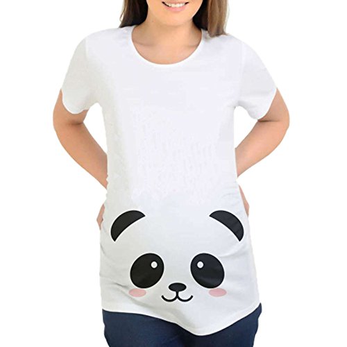 ESAILQ Top de Maternité - Top Shirt de Grossesse Motif Humour imprimé Enceinte Vêtements de Maternité Nursing Tops T-Shirt (L, A)