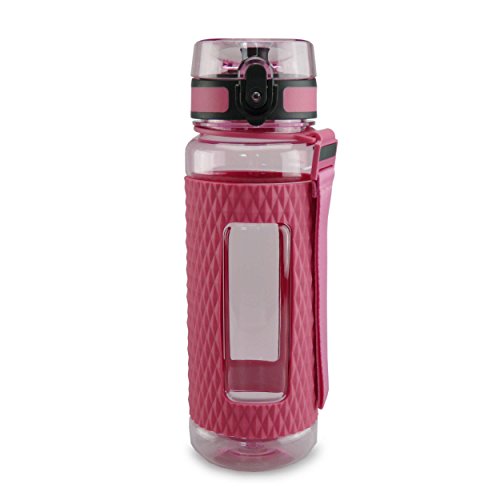 SMARDY Tritan Botella de Agua para Beber Pink - 700ml - de plástico sin BPA - Tapa de un Clic - fácil de Abrir - ecológica - Reutilizable