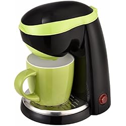 Team Kalorik Cafetière à Filtre pour une Tasse, 1 Tasse en Céramique Incluse (250 ml), 400 W, Noir/Vert, TKG CM 1015 BG