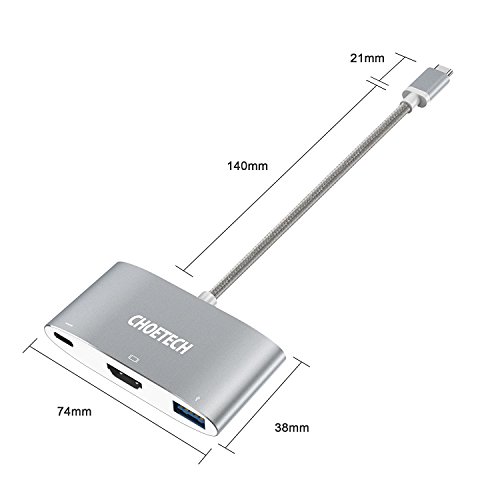 USB C Adapter CHOETECH USB 3.1 Hub Digital AV Multiport Adapter (USB Typ C +HDMI + USB 3.0 Port) für Galaxy S8 / S8 Plus,2017 MacBook Pro, MacBook 2015/2016, Chromebook Pixel und andere - 7