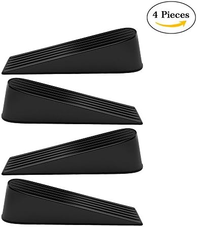 Jazzka Door Stop Wedges 4 Pieces Door Stoppers Rubber Non-Scratching Non-Slip for Home and Office Black