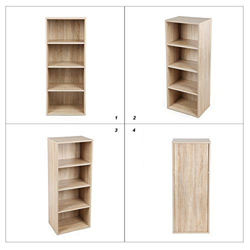 confronta il prezzo SONGMICS Libreria Scaffale Mobiletto Armadietto Mobile in Legno Pannelli di Particelle a 4 Ripiani Noce LBC104H miglior prezzo