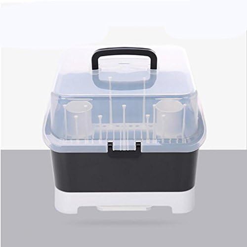 XISHU Baby Bottle Storage Box Drying Racks Portable With Dust Cover Can Separable , black
