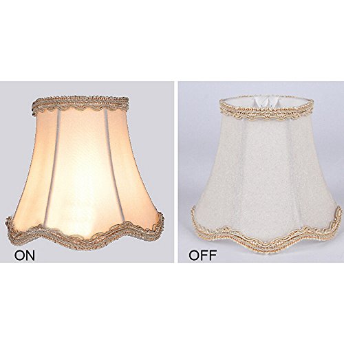 Eastlion Einfache moderne manuelle Stoff Lampenschirm für Kristallkerze Kronleuchter, Wand-Lampe, Mini-Tischlampe mit Wave-Brim Clip Lampenschirm 8x13x12cm Brown - 5