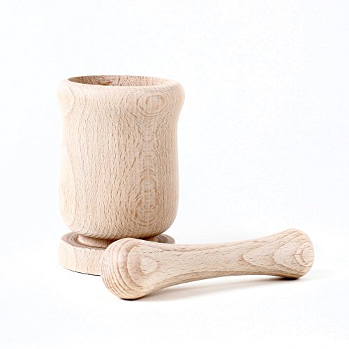 Preisvergleich Produktbild Mörser, hoch mit Stößel aus Buchenholz