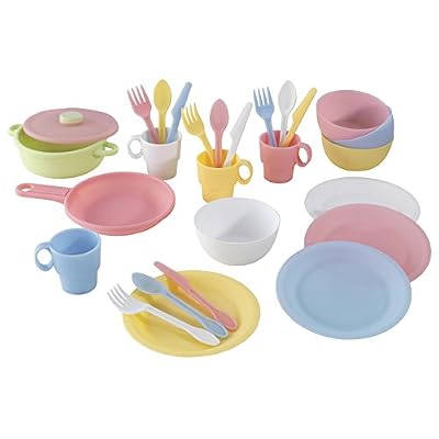 KidKraft - Ensemble batterie de Cuisine enfant en bois de 27 pièces - Couleurs pastels
