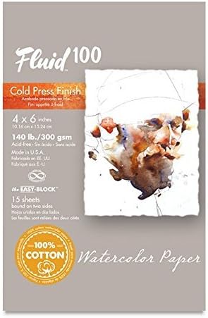 Fluid 100 Watercolor Cp 140Lb Ez-Block 4X6 by Handbook Paper