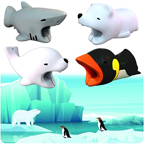 Preisvergleich Produktbild Kabelbeißer „Arktis“ Kabelschutztier by InnoGadgets / Niedliche Kabelschoner, Kabeltierchen aus hochwertigem PVC / Schütze dein Ladekabel vor Abnutzung / Hai, Eisbär, Robbe, Königspinguin