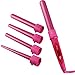 CoFashion Women Professional Automatic 5-in-1 Curling Wand Tongs Quick Heating Time-Saving 180?-210? Ceramic Tourmaline Barrels Salon Studio Hair Styler Tools Curling Iron Set Crimping Iron with Free Heat Resistant Gloves Best Birthday Mother Gift(Red)