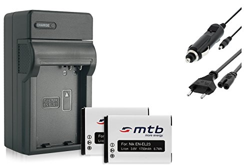 spécification 2 Batteries + Chargeur (Auto/Secteur) pour EN-EL23 / Nikon Coolpix Coolpix B700, P600, P610, P900, S810c