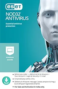 Eset NOD32 Antivirus Latest Version - 1 PC, 1 Year (Email Delivery in 2 Hours - No CD)