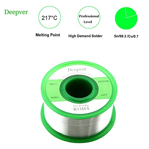 Lötzinn Lötdraht Bleifrei durchmesser 0,6 mm 100 g / 0,22 lb mit Kolophoniumkern, (Sn: 99,3, Pd: 0,7, FLUX: 2,0%) (0,6 MM) - 2