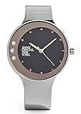 Elegante Damen-Armbanduhr mit glitzer Strass elements, modern in grau, silber und schwarz, hochwertiges Japan Uhrwerk, analoge Anzeige und Armreif, Marken Uhr von Jimmy Crystal New York