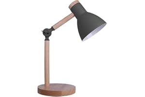 BEL AIR HOME - Lámpara Flexo de Escritorio - 1xE-27 de Madera y Metal - Diseño Moderno y Elegante para Oficinas y Escritorios de Casa - Altura de 47cm (No Incluye Bombilla) (GRIS)