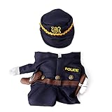 DISEÑO ÚNICO: lindo y elegante disfraz de policía con sombreros a juego para que tus mascotas crezcan al instante