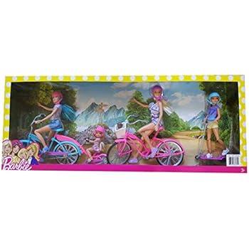 barbie sisters cycling fun with bikes and scooter