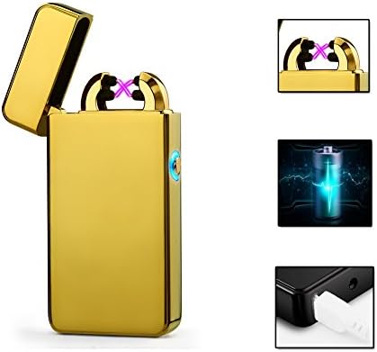 Electric Lighter,USB Lighter Gift Matal Body Double Electronic Arc Cigarette Lighter Outdaoor Windproof No Gas