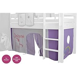 XXL Discount Rideau 3 pièces 100% Coton avec Bande pour lit Mezzanine Lit superposé Lit superposé Lit d'enfant