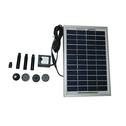 Hedc® Solar Teichpumpe,5W Solar Springbrunnen Solarpumpen Teich Springbrunnen Wasserpumpen für Gartenteich Max. Förderhöhe:60 cm ,380 L/h ,mit 3 Verschiedenen Düse - 4