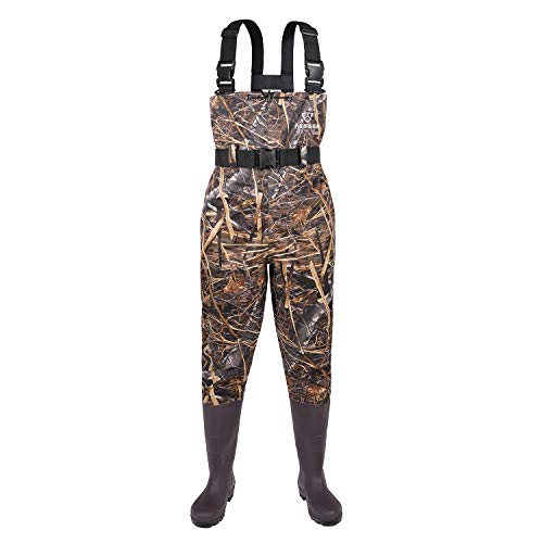FISHINGSIR Waders de pêche avec Ceinture - 100% imperméable Nylon et PVC - Salopettes Taille 38 à 46