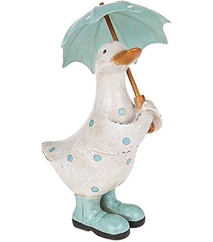 Grand Canard Décoratif Davids Ducks à Pois Blancs Et Lilas Avec Parapluie Et Bottes En Caoutchouc – Charmante Déco Maison Et Idée Cadeau Parfaite