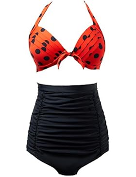 Gigileer 50s Damen Frauen Badeanzug Bademode Plus Size Bikini Sets Rockabilly- Hohe Taillen -Bauchweg