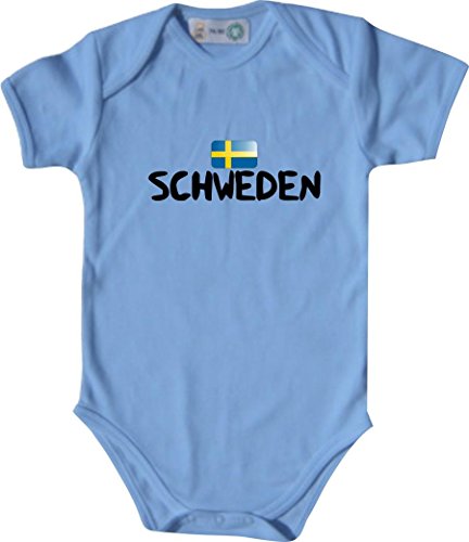 Unbekannt Cooler WM Länder Baby Body mit Flagge/SCHWEDEN/Farbe: Babyblau/Größe: 62-68 (3-6 Monate)