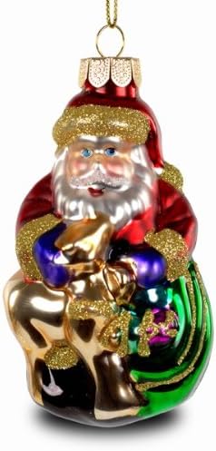SIKORABS203 Santa Claus with Deer Christmas Tree Decoration Ornament Glass Figure Pendant