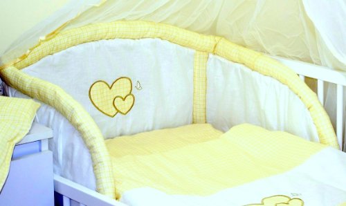 HEARTS NURSERY BABY COT / COTBED BUMPER (7. Checkered cream / white)