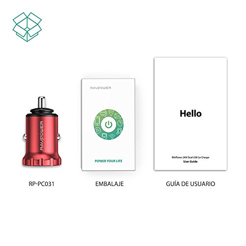 RAVPower Mini Cargador de Coche con Aleaci  n de Aluminio 24W 4 8A con Nueva Tecnolog  a iSmart 2 0 para iPhone 7  iPad  Samsung  LG y M  s