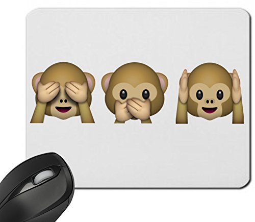 Mauspad "Nichts-Böses-Sagen-Sehen-Hören Affen Hoch" Drei 3 Affen aus Keramik, Smiley, Emoji, Deko, Kult, Kaffeetasse, Teetasse, IPhone, Emoticons.