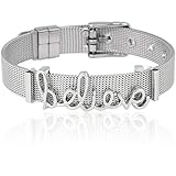 SUNIANA - Mesh Armband Set mit Charms || Believe || individuell erweiterbar (Silber)