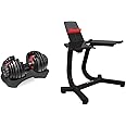 Bowflex SelectTech Adjustable Weights and Dumbbells, Single Dumbbell 552 (2 - 24 kg), Black/Red & SelectTech Dumbbell Stand with Media Rack for 552i, 1090i, 560i