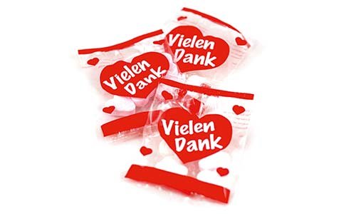 Preisvergleich Produktbild Vielen Dank Herzen 6,5g als Wurfmaterial, für Kindergeburtstag und Büro, 100er Pack (100 x 6,5g)