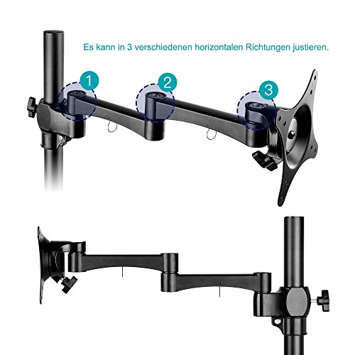 Bestek Monitorhalter Tischhalterung für 17-27 Zoll LCD/ LED Monitore, Max.Tragkraft 10 kg, 15° neigbar 360° schwenkbar mit Drehung, VESA Max. 100×100 mm - 9