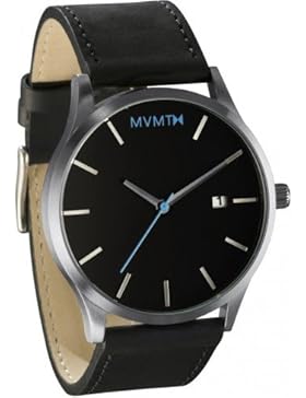 MVMT Herren Watch Uhr Black/Silver Leder Armband MM01BSL