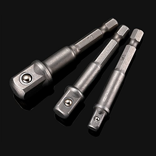 JTENG Akkuschrauber Stecknuss Adapter Steckschlüssel Nuss Set 3-teilig 1/4 3/8 / 1/2 Zoll + Stecknuss Adapter 4-tlg 1/4 auf 3/8 – 3/8 auf 1/4 Zoll – 3/8 auf 1/2 – 1/2 auf 3/8 - 6