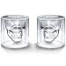 Produktbild easytar Totenkopf Schnapsglas, dicker Boden, doppelwandig, Glas kristall klar Schädel Shotglass, Kristall Skull Pirate Shot Glass Drink Cocktail Beer Cup (75 ml) (2 Stück)
