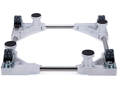 Base ajustable móvil multifuncional Smonter con 4 ruedas giratorias dobles de goma con bloqueo y 4 patas resistentes, para lavadora, secador y refrigerador